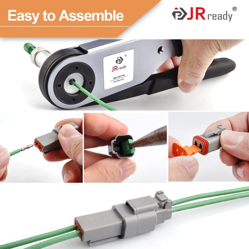 JRready ST6114 DT Connector 4 Pin with 14-16AWG Solid Terminals,