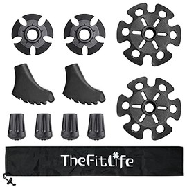 TheFitLife Trekking Poles Accessories Set - Rubber Replacement Pole Tip Protectors Fit Most Standard Hiking, Walking Poles with 11mm Hold Diameter (Black Set.2)