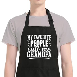 Funny Aprons for Men, Grandpa Apron for Chef Kitchen BBQ Grilling, Cooking Gifts for Retirement Birthday Christmas Fathers Day