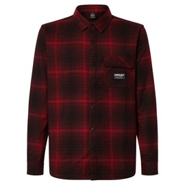 Oakley Men's Butter Flannel Shirt, Black/Grenache Check