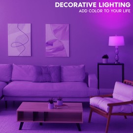 Luxrite E12 LED Filament Purple Light Bulbs, 4.5W (40W Equivalent), Colored Glass Candelabra Bulb, UL Listed, E12 Base, Indoor Outdoor, Porch, Decoration, Party, Holiday, Event, Home Lighting (3 Pack)