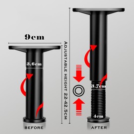 Pack of 2 Support Legs for Bed Frame, Black Bed Parts, Adjustable Bed Legs, Bed Frame, Legs for Bed Frame, Adjustable Furniture Legs, Stabiliser Bed Support Frame, Adjustable for Bed Frame