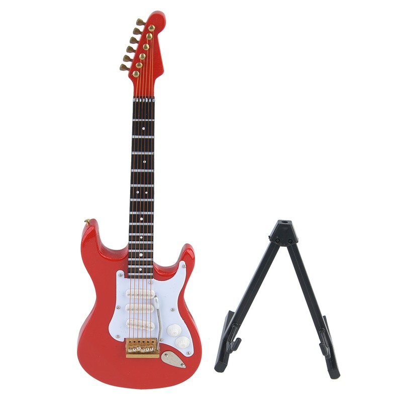 Delicate 18 cm Mini Wooden Electric Guitar Model Ornaments Collection