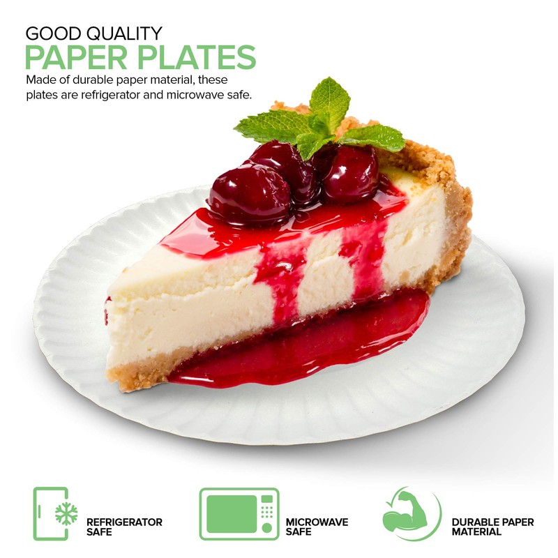 Stock Your Home 6-Inch Paper Plates Uncoated, Everyday Disposable Dessert