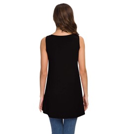 AWULIFFAN Women's Summer Sleeveless V-Neck T-Shirt Tunic Tops Blouse Shirts (Black,Large)