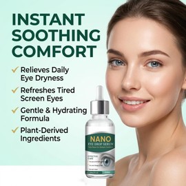 Gotas Oculares Nano, Suero Hidratante, Alivio Ojos Secos-30ML Gotas nano con hialuronato sódico para hidratación profunda,menta refrescante calma ojos cansado, estéril para uso diario.