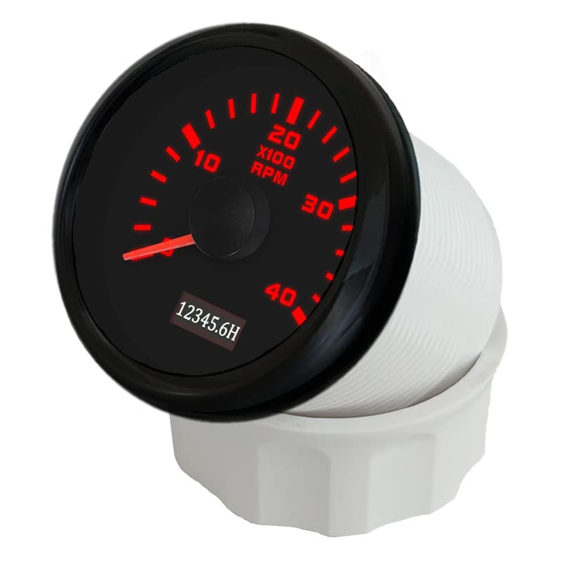 ELING 52mm Tachometer 4000RPM Gauge with Hourmeter 12V 24V with