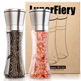 LunarFiery Salt and Pepper Grinder Set, Adjustable Coarseness Coarse & Fine Salt Shakers, Premium Salt and Pepper Mills [Without Spice Content]
