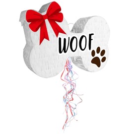 Birchio Pull String Dog Bone Pinatas (16.5 x 12 x 4 Inches), Puppy Pinatas for Dog Birthday Decoration