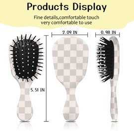 GABraden Mini Hair Brush,Cute Detangling Travel Hair Brush,Soft Bristles for Effortless Tangle Removal,Detangler Hairbrush for Women Men Boys Girls Kids Wet Dry All Hair Types(Grey Grid)