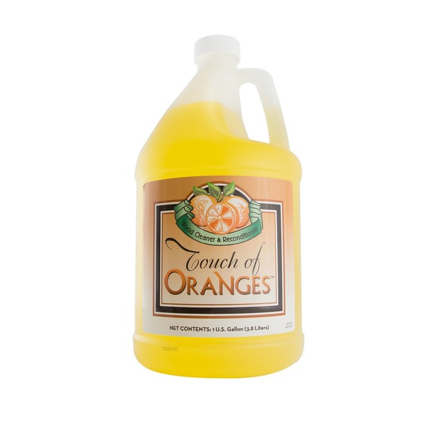 Touch Of Oranges Wood Cleaner & Polish Spray Real Orange Oil Luster Finish, Clean Kitchen Cabinets, Hardwood Floor and All Wood, Restorer, Conditioner - 32 oz (1 Gallon)