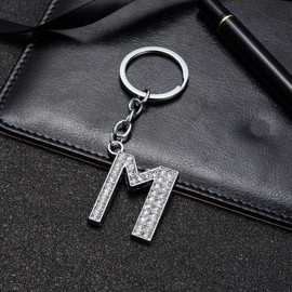 BESPMOSP A-Z Initials Letter Keychain Best Friend Gift Keychains for Women Shiny Crystal Keyring Birthday Gifts (M)