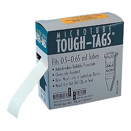 Diversified Biotech TTSW-1000 Tough-Tags Label, Use with 0.5ml Tube, 0.50" Width x 0.94" Length, White (Roll of 1000)
