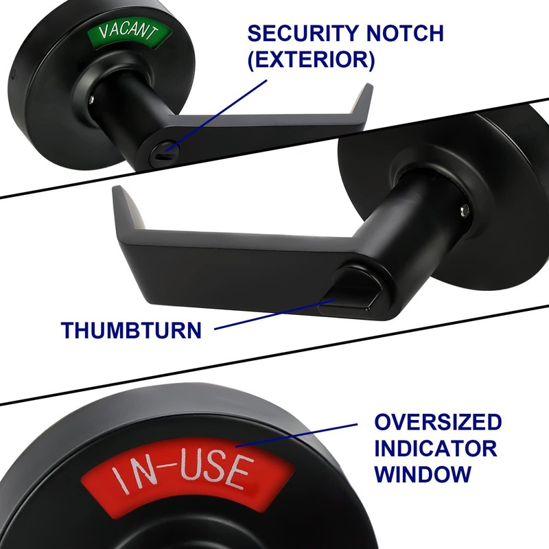 Privacy Lock with Large Indicator for Bathroom Inuse and Vacant,
