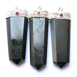 crystalmiracle Protective Healing Black Tourmaline Gemstone Single Crystal Pendant with Garnet Bead Gift Wellness Aura Handcrafted Accessory