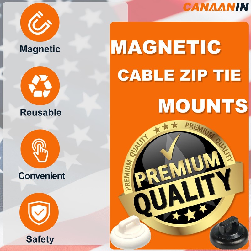 CANAANIN Magnetic Cable Zip Tie Mounts Clips Multipurpose Zip Ties