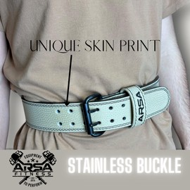 Arsa Fitness Leather Weightlifting Belt for Powerlifting, Bodybuilding, Deadlifting, Squatting, Lower Back Support Adjustable Buckle for Men & Women - SKINZ Series (Sahara Sand, Large)