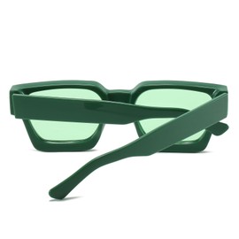 RUNHUIS Retro Thick Rectangular Sunglasses for Women Men Vintage Classic Large Square Frame Chunky Glasses, Green/green