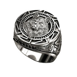 MIVEIVIA 3D Animal Ring Forest Wolf Ring for men Viking Wolf Head rings Stainless Steel Hip Hop ring Jewelry Punk Ring Club ring Heavy Metal ring for Boys, 10, Non-Precious Metal, No Gemstone