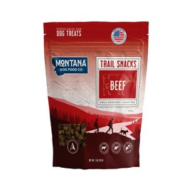 MONTANA DOG FOOD CO. Freeze-Dried Beef Dog Treats (Trail Snacks) – 100% Natural, Single Ingredient, High Protein, Grain-Free, Made in USA – 3 oz Bag