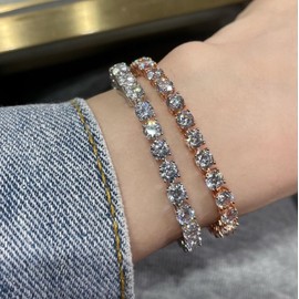 ADXINYATEX 3 Pcs Tennis Bracelets for Women 14K Gold Plated 5A Cubic Zirconia CZ Adjustable Slider Bracelet Aesthetic Jewelry Wedding Bride Christmas Gift Size 6.5-7.5 Inch with Gift Box, adjustable,