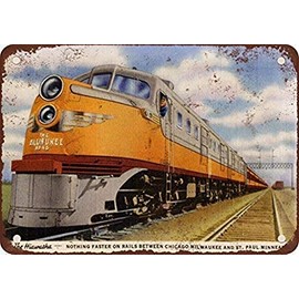 Milwaukee Road Hiawatha Train New Tin Sign Vintage Look Reproduction Aluminum Metal Sign 8x12 INCH(T32)