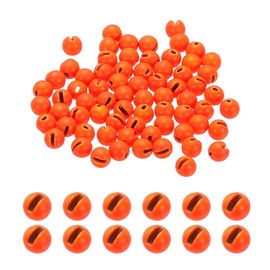 PATIKIL Fly Tying Tungsten Beads, 70 Pcs 4.6mm / 0.18 Inch Tungsten Slotted Bead Round Ball for Fly Tying Jig Hooks Fishing Materials, Orange
