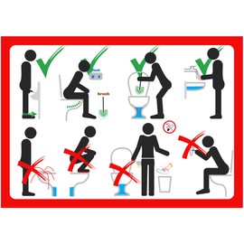 immi 1 x toilet benimm rules, red, large (A4), without text, international