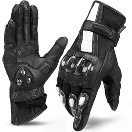 INBIKE Leather Motorcycle Gloves with Carbon Fiber Hard Knuckle Touch Screen for Women Black Medium