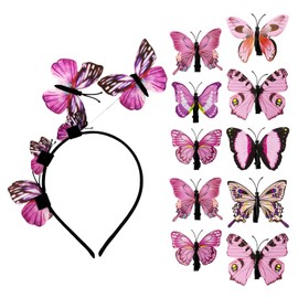 1 Piece Butterfly Headband And 10 Butterfly Hairpins, Creative Design Hair Accessories, Role-Playing Accessories, Suitable For Performances, Dances, Parties.