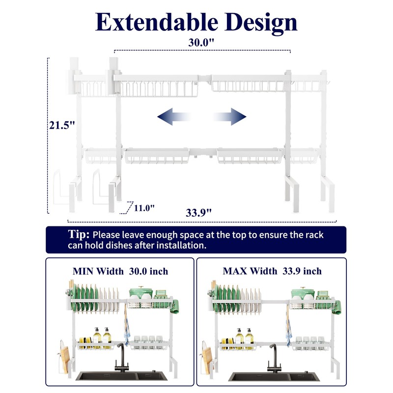 Kitsure Over The Sink Dish Drying Rack - 30.0" to
