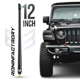 Ronin Factory Short Antenna for 2007+ Jeep Wrangler Gladiator Sport 12 Inch Flexible