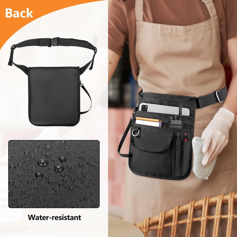 Rexmica Waitress Server Apron with Multiple Pockets and Adjustable Belt,