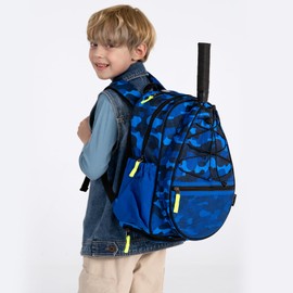 Choco Mocha Kids Tennis Bag for Boys, Kids Tennis Backpack Racket Bag, junior tennis bag 16 Inch, Solid Gray Black