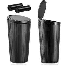 Pack of 2 Car Bin with 2 Rolls of Rubbish Bags, Portable Sealing Mini Bin for Car Home, Mini Car Bin with Pop-Top Lid