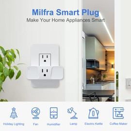 Smart Plug, 4 Pack Milfra 2.4GHz WiFi Smart Plug Smart Home Wi-Fi Outlet Compatible with Alexa Google Assistant