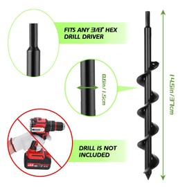 ERYTLLY Auger Drill Bit for Planting 2 x14.5inch,Garden Auger Spiral Bulb Planter Tool for Umbrella Holes Post Hole Digger - Compatible with 3/8 inch Hex-Shank Drill