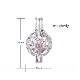 Vie jeune 10pcs Tree of Life Pearl Cage Bright Silver Beads Cage Locket Pendant Jewelry Making Supplies-For Oyster Pearls, Essential Oil Diffuser, Fun Gifts (Tree of Life)