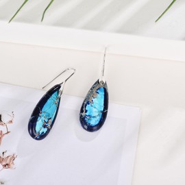 arete colgantes de turquesa para mujer, azul/púrpura/rojo, bohemios con textura natural, piedra emperadora natural, aretes colgantes de piedra preciosa regalo para el día de San Valentín, día de la