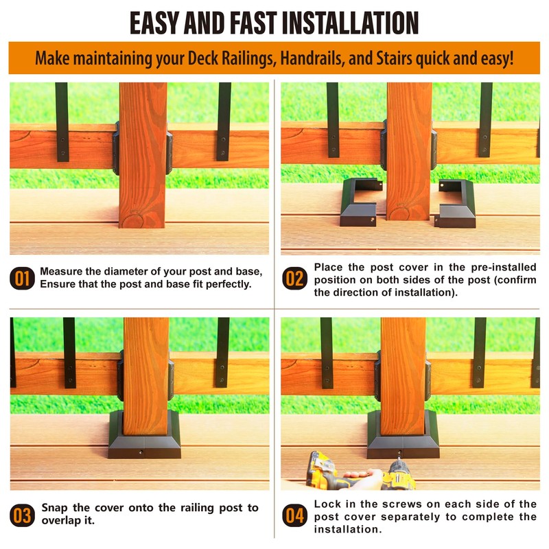 Wocepu 8pcs 4x4 (Actual: 4"x4") Aluminum Deck Post Base Cover,