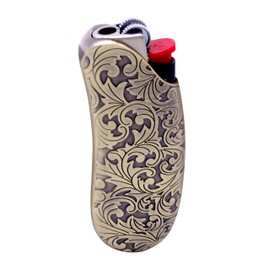 HUMWE Vintage Flower Design Metal Lighter Case Cover Holder, Sleeve Pouch for BIC Mini Size Lighter (Mini)