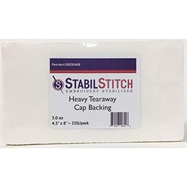 StabilStitch Heavy (3.0 oz.) Tearaway Cap Backing 4.5" x 8" 250 Pack for Machine Embroidery