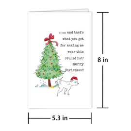 Leinessy Funny Christmas Card from Dog, Dog Pissing on the Christmas Tree Card, Hilarious Merry Xmas Card from Puppy