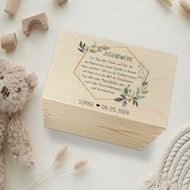 Yuweli¬Æ Personalisierte Erinnerungsbox zur Jugendweihe mit Hochwertigem Farbdruck personalisierte Erinnerungsbox Erinnerungskiste aus Holz Geschenk zur Jugendweihe (Pusteblume)