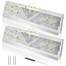 2 Pcs 18 Inch White Baseboard Register(Duct Opening Size), Baseboard Air Diffuser for Home Floor Wall Baseboard Vent Covers