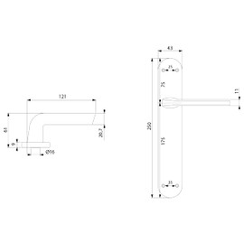 Emuca - Internal Door Handles, Set of Internal Door Handles with 43x250mm (1,7x9,9 inch) Backplate, Aluminium and zamak, Satin Nickel.