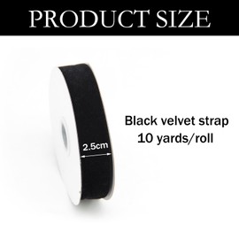 2.5cm Black Velvet Ribbon, 10 Yards Single Sided Vintage Velvet Ribbon