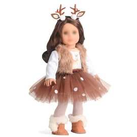 Sweet Dolly "Sweet Deer” Tutu Skirt Set - Holiday Outfit, Designed for American Girl Dolls