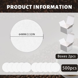LPZMPZ Pack of 500 Filter Paper Coffee Filters Round Unbleached Coffee Paper Filter Disposable Coffee Filter Paper 64 mm Compatible with AeroPress Coffee Machines (White)