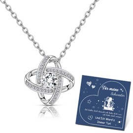 CheersLife Women's Necklace Sister Gift Gifts For Sister Silver Plate 925 Silver Women's Best Sister Gifts Girls Gift For Sister Gift For Big Sister, Stainless Steel, Bead